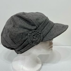 Women’s Gray Wool Blend Cabbie Beret Hat - Cap